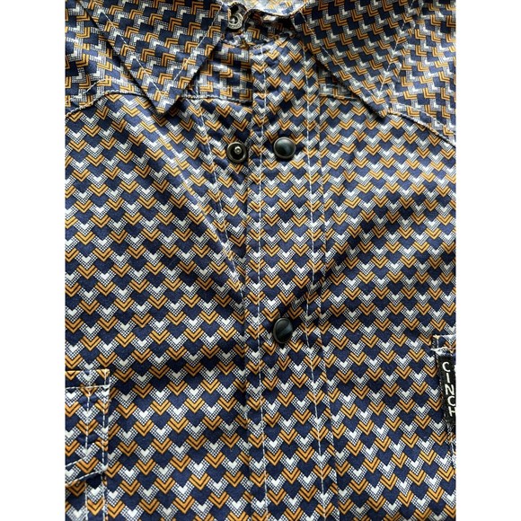 Cinch Men's SZ XXL Modern Fit Blue Pattern Pearl Snap Western Long Sleeve Shirt - Picture 9 of 9